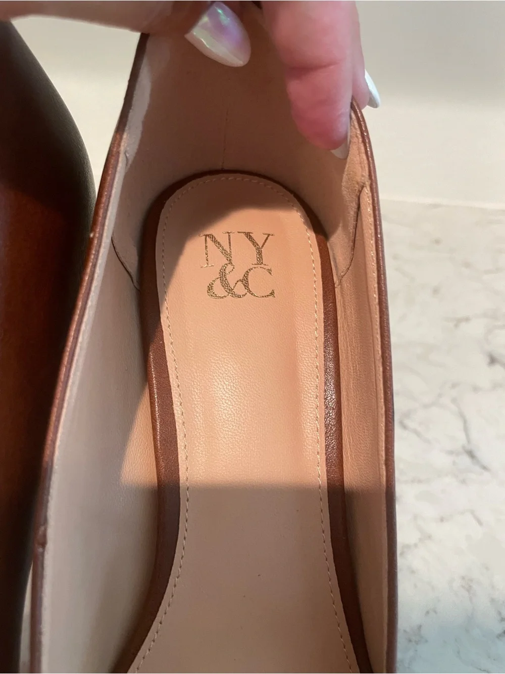 New York & Company Brown Platform Block Heel Pumps